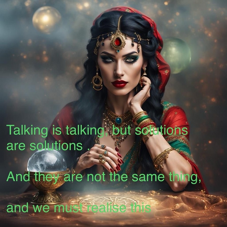 Talking is talking, but solutions are solutions .  And they are not the same thing,   and we must realise this